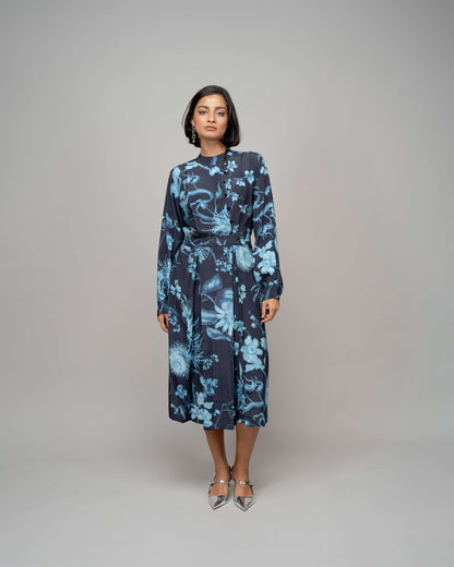 Garden Print Wrap Dress In Aourora Borealis