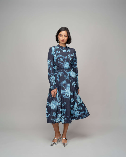 Garden Print Wrap Dress In Aourora Borealis