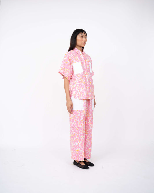 Pink Wave Pleated Day Pant